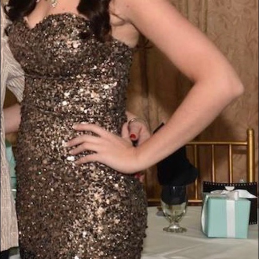Scala Bronze Sequin Cocktail Dress